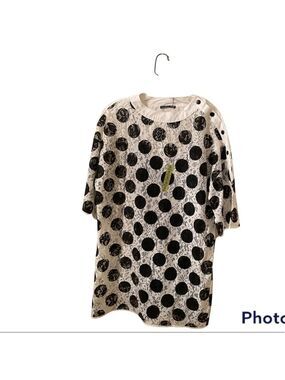 NWT woman Zara Polkadot  Black And White Dress -S